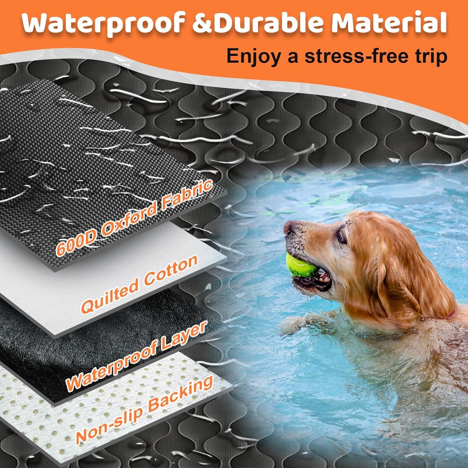 100% Waterproof Pet Seat Cover Car Seat Cover for Pets - Scratch Proof & Nonslip Backing & Hammock, Quilted, Padded, Durable Pet Seat Covers for Cars Trucks and Suvs