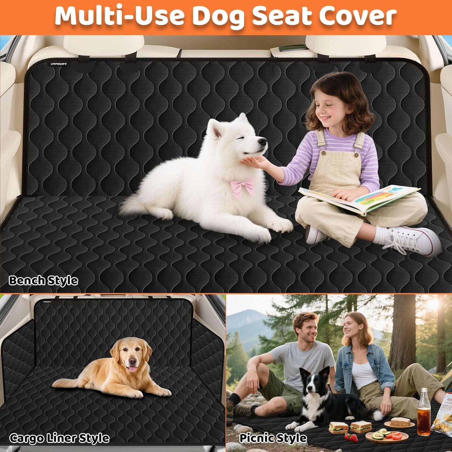 100% Waterproof Pet Seat Cover Car Seat Cover for Pets - Scratch Proof & Nonslip Backing & Hammock, Quilted, Padded, Durable Pet Seat Covers for Cars Trucks and Suvs