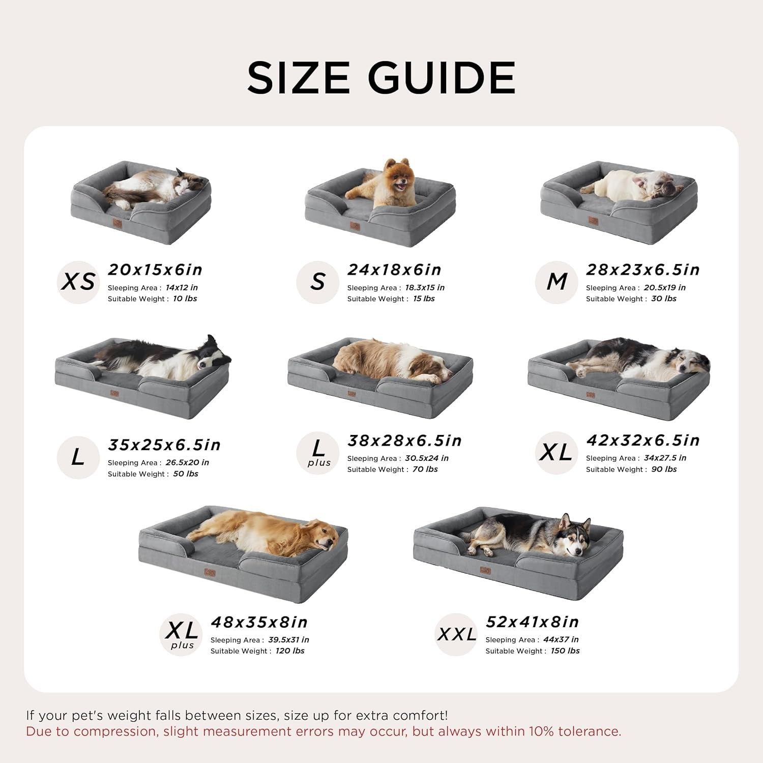 Orthopedic Dog Bed for Medium Dogs - Waterproof Dog Sofa Bed Medium, Supportive Foam Pet Couch Bed with Removable Washable Cover, Waterproof Lining and Nonskid Bottom, Grey