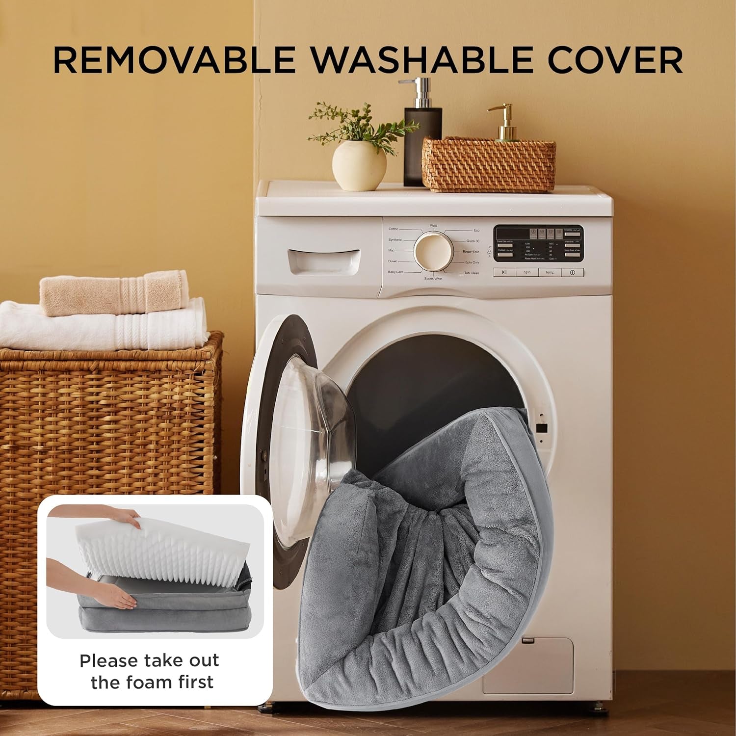Orthopedic Dog Bed for Medium Dogs - Waterproof Dog Sofa Bed Medium, Supportive Foam Pet Couch Bed with Removable Washable Cover, Waterproof Lining and Nonskid Bottom, Grey