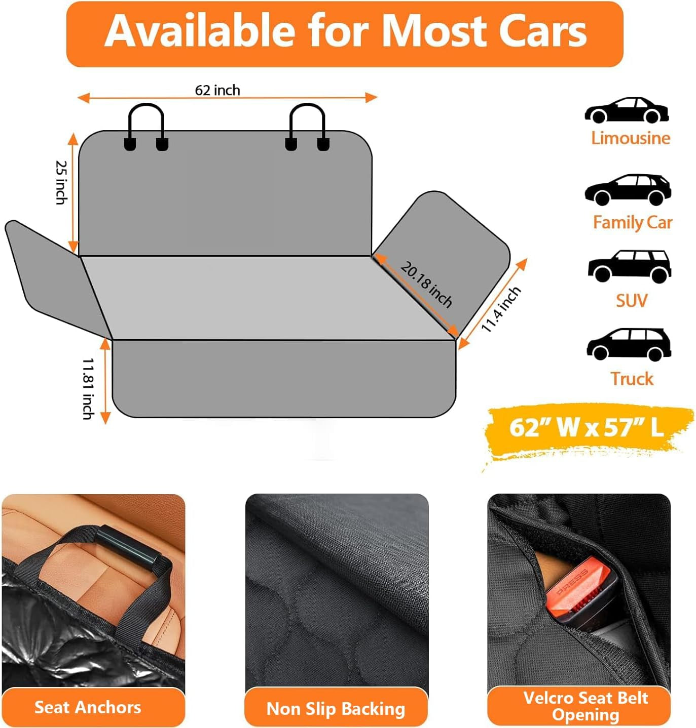 100% Waterproof Pet Seat Cover Car Seat Cover for Pets - Scratch Proof & Nonslip Backing & Hammock, Quilted, Padded, Durable Pet Seat Covers for Cars Trucks and Suvs