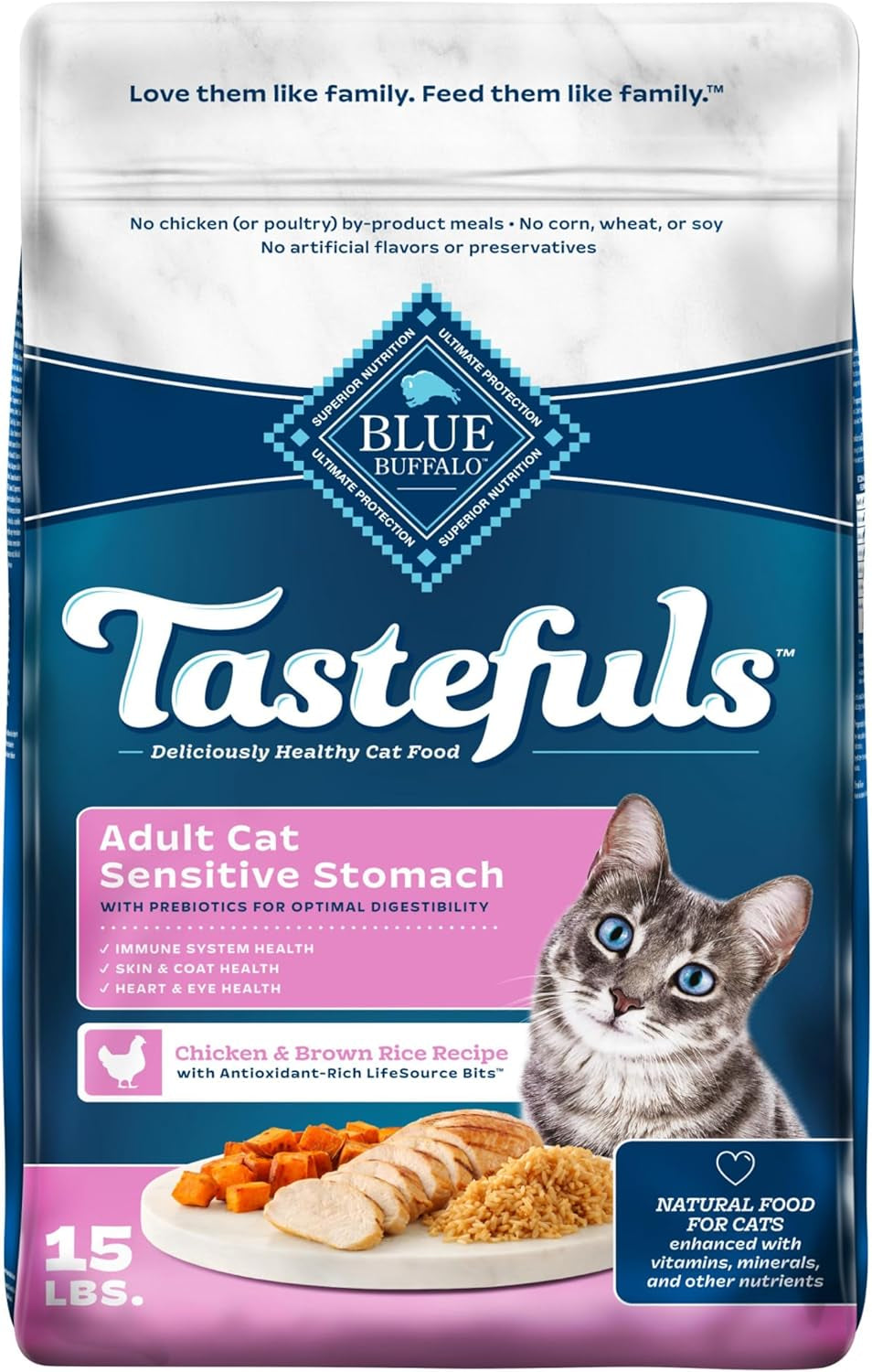 Sensitive Stomach Natural Adult Dry Cat Food, Chicken & Brown Rice