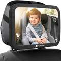 Large Shatterproof Baby Car Mirror - Safety Car Seat Mirror for Rear Facing Infant - Wide Shatterproof  Car Baby Mirror - Carseat Mirrors - Fully Assembled Baby Car Mirror (Matte Black)